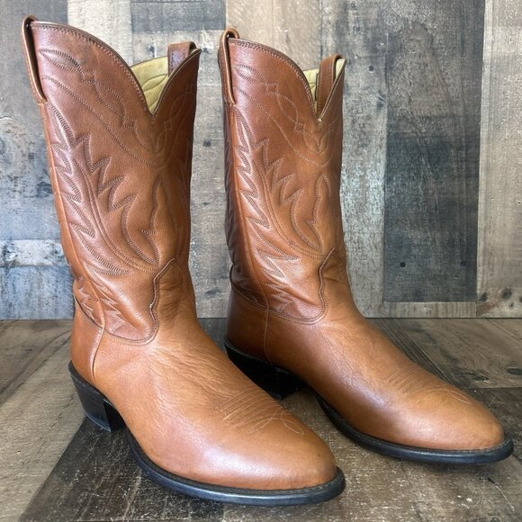 Nocona Round Toe Brown Western Cowboy Boots Mens 10.5 D - Picture 3 of 12
